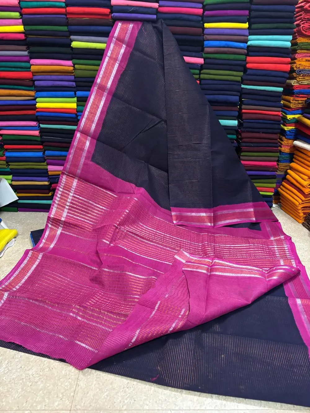 Pink Pallu Diya Cotton